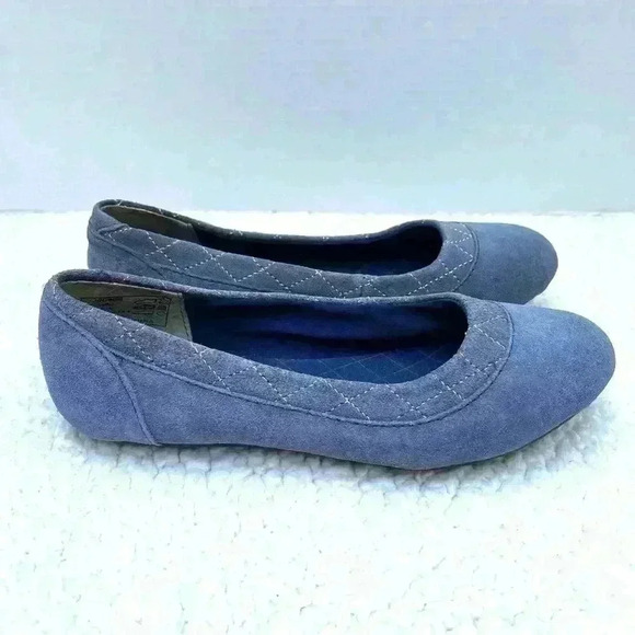 Lands End Dory Blue/Gray Suede Rounded Toe Comfort Walking Ballet Flats Size 7 - Picture 5 of 12